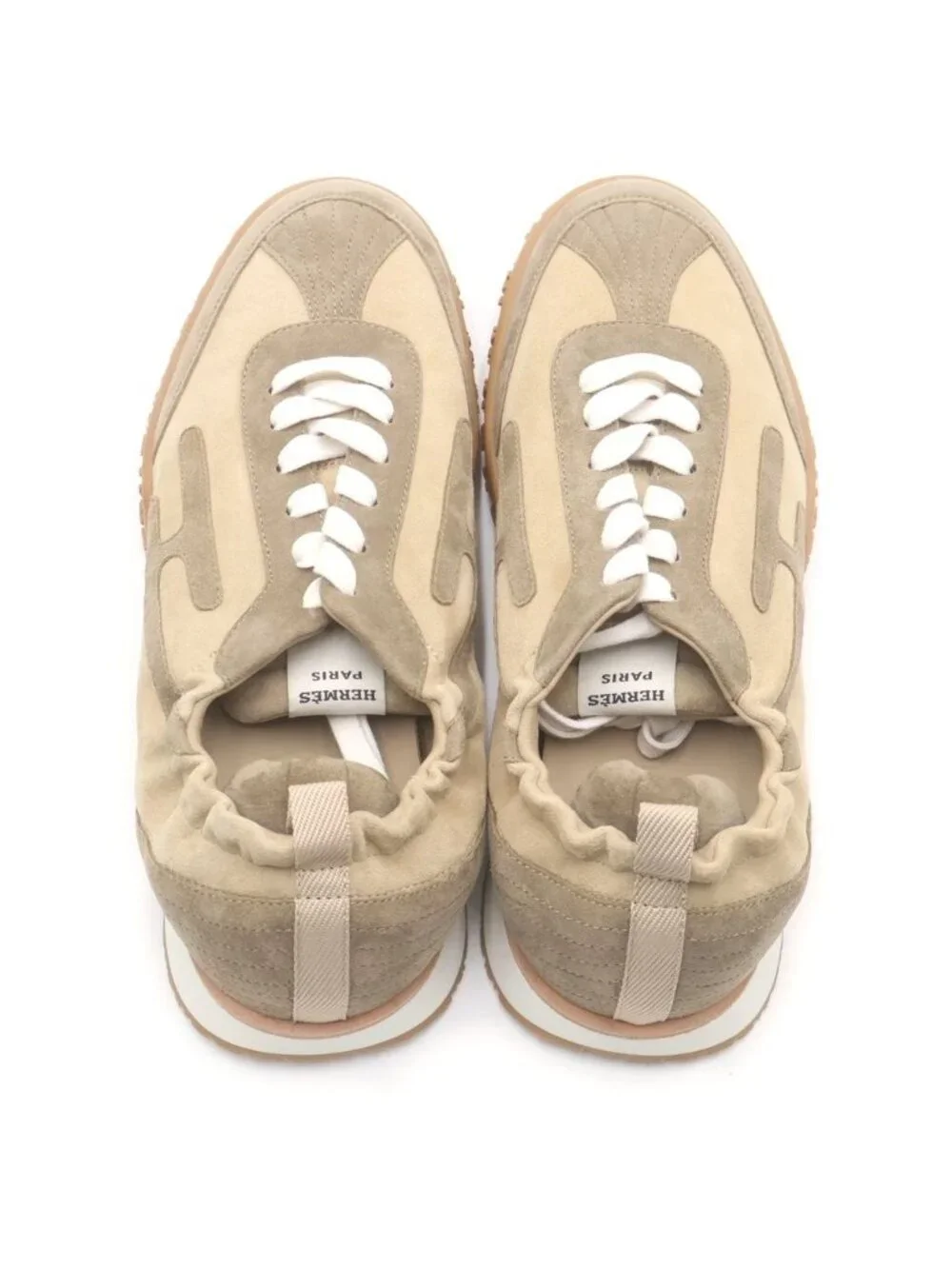 Hermes Jet Logo Low Cut Sneakers Khaki